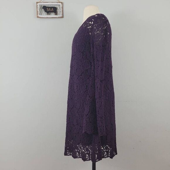 Diane Von Furstenberg Hippolyte Crochet Lace Mini Dress Sz 6 Purple‎ Cotton Silk - Picture 4 of 10
